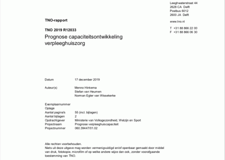 Prognose capaciteitsontwikkeling verpleeghuiszorg