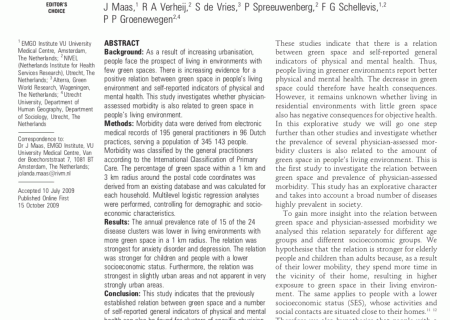 Morbidity is related to a green living environment