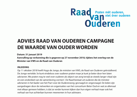 Advies over campagne herwaardering ouderen