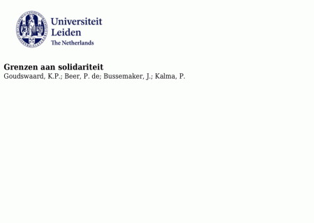 Grenzen aan solidariteit