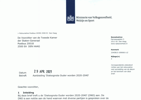 Brief aan de Tweede Kamer over de Dialoognota